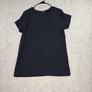 Automet Womens Black Short Sleeve Crewneck Tee Size L Soft & Stretchy Fabric